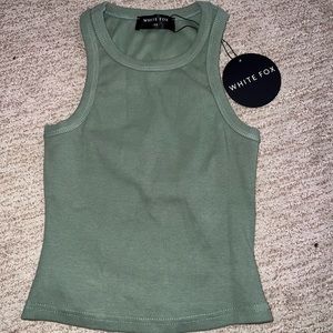 NWT- “white fox” green slightly cropped tank top